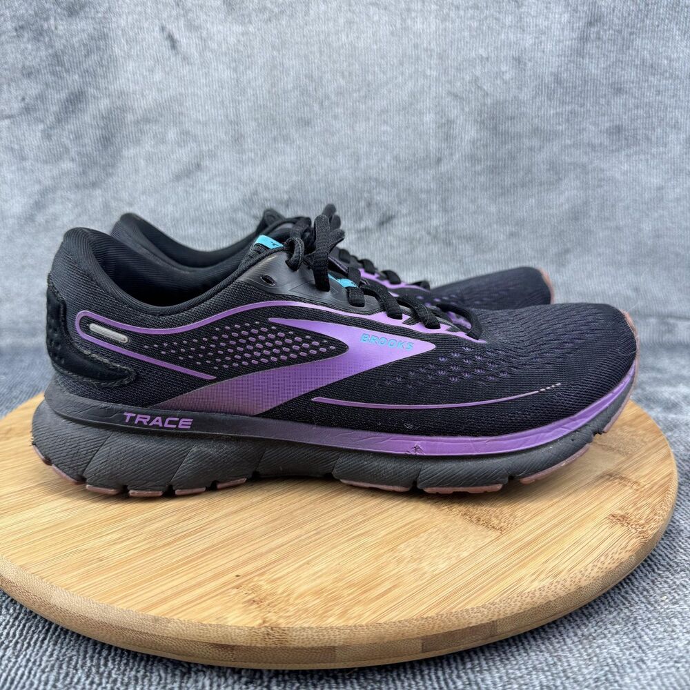Brooks Trace Running Shoes Womens Size 8.5 Black Purple Road Athletic Sneakers
